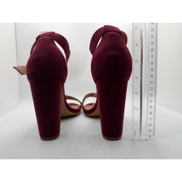 Torrid Pumps Womens Size 11WW Burgundy Two Strap Tapered Open Toe Heeled Sandals - Picture 11 of 16